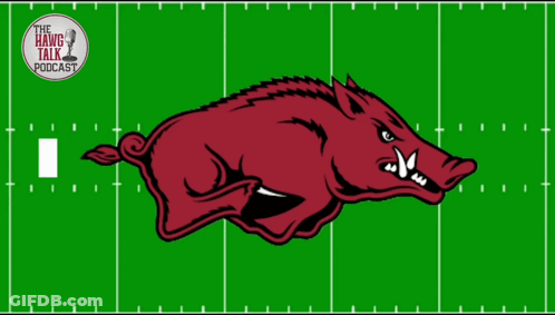 Green Football Field With Hawg Talk Podcast Logo GIF