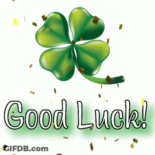 Green Four Leaf Clover Saying Good Luck GIF