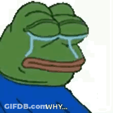 Green Frog Crying With Tears In Blue Shirt GIF