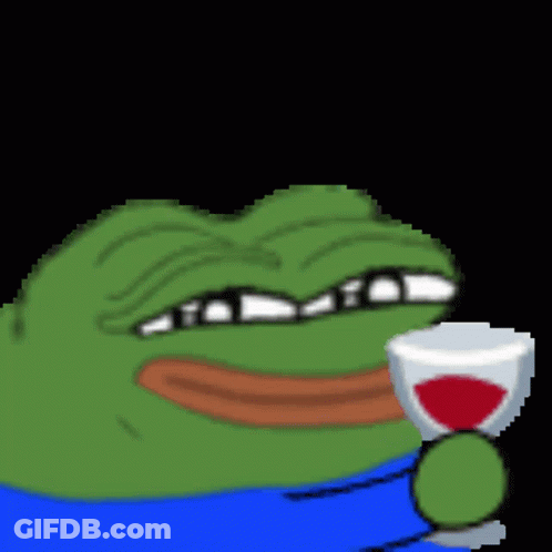 Green Frog Holding Red Wine GIF