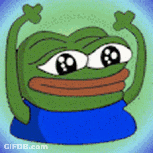 Green Frog In Blue Shirt Arms Up GIF