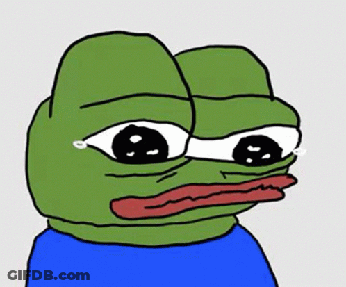 Green Frog In Blue Shirt Sad Face GIF