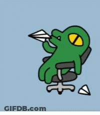 Green Frog In Office Chair GIF