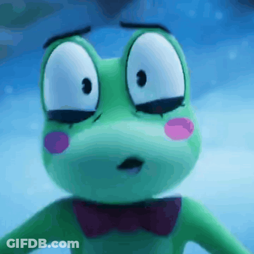 Green Frog In Pink Bow Tie Surprised GIF