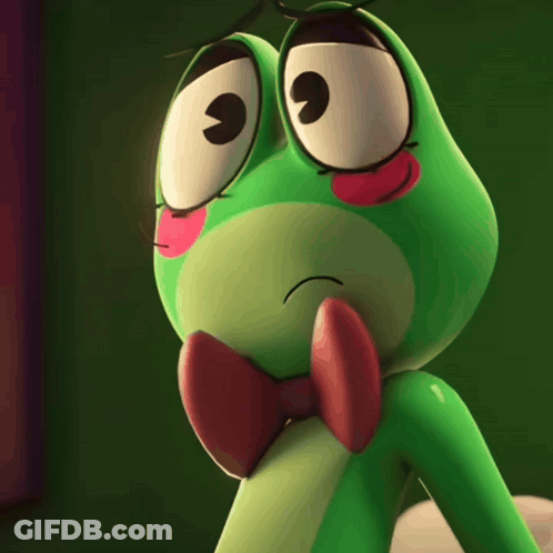 Green Frog In Red Bow Tie And Pink Nose GIF