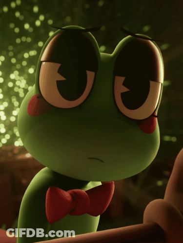 Green Frog In Red Bow Tie Angry GIF