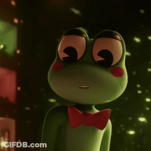 Green Frog In Red Bow Tie Smiling GIF