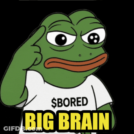 Green Frog In White Shirt Saying $ Bored Big Brain GIF