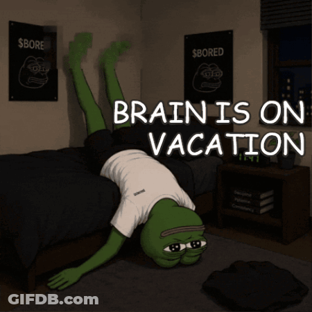 Green Frog Laying On Back Brain Is On Vacation GIF