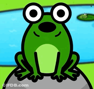 Green Frog Wearing Glasses Sitting On Rock GIF