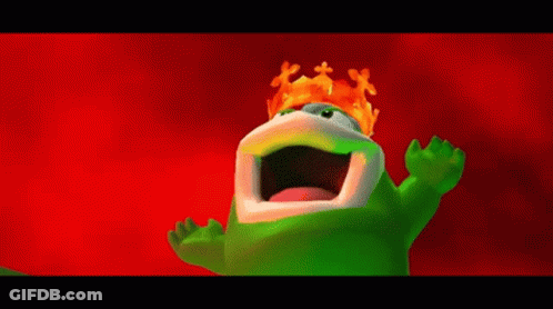 Green Frog With Crown Screaming GIF