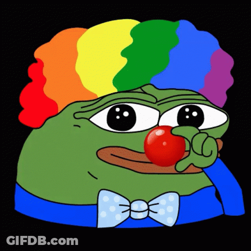Green Frog With Rainbow Wig And Red Nose GIF