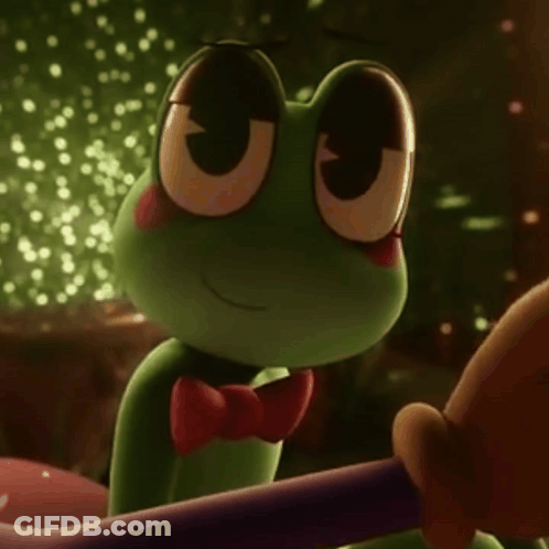Green Frog With Red Bow Tie GIF