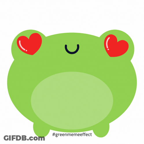 Green Frog With Red Hearts In Eyes Greenmemeeffect GIF