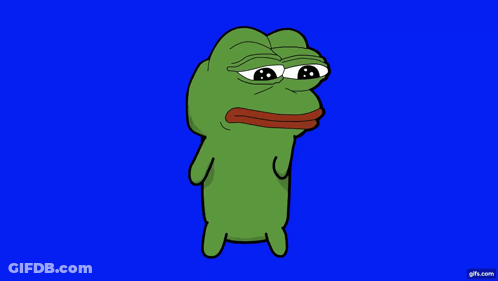 Green Frog With Red Mouth On Blue Screen GIF