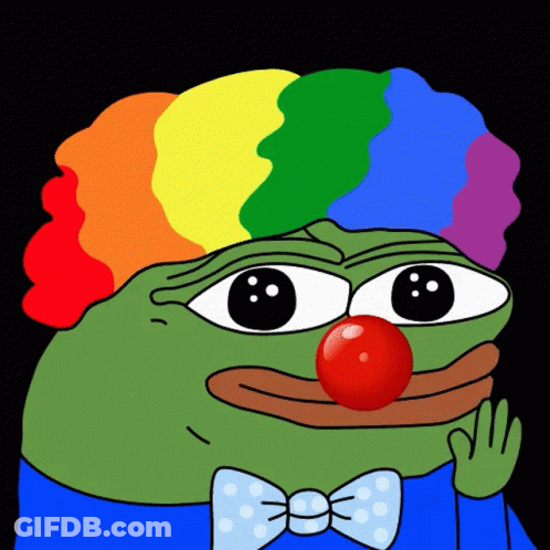 Green Frog With Red Nose And Rainbow Wig GIF