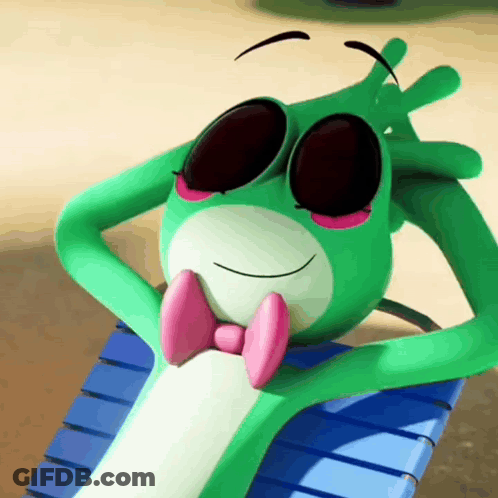 Green Frog With Sunglasses And Pink Bow Tie GIF