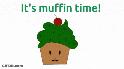 Green Frosting Cupcake Saying It's Muffin Time GIF