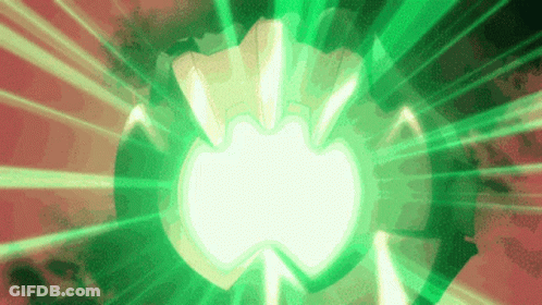 Green Glowing Object Coming Out Of Hole In Red Background GIF