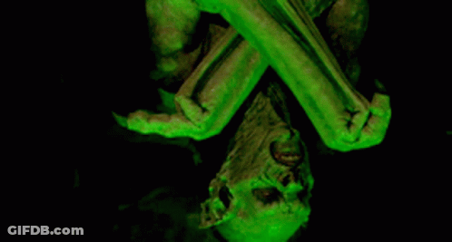 Green Glowing Skeleton With Skull Background GIF