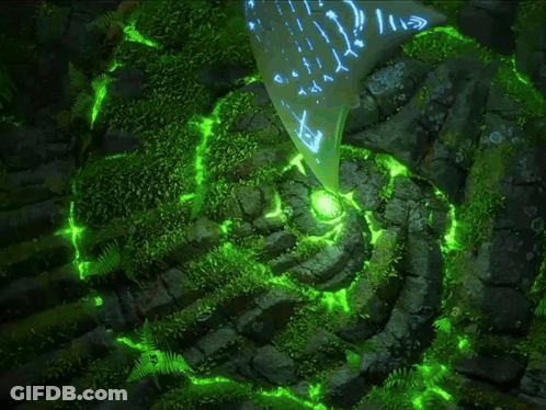 Green Glowing Swirl With Letters GIF