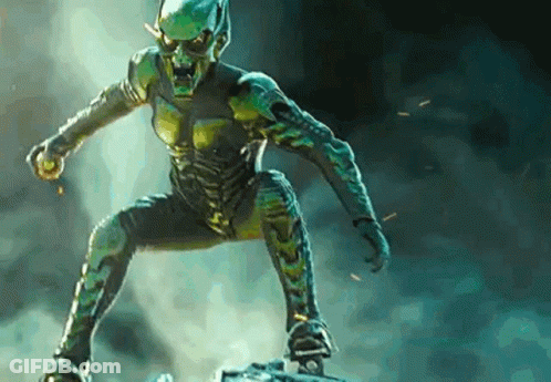 Green Goblin Flying On Skateboard GIF
