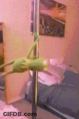 Green Grasshopper Sitting On Pole In Bedroom GIF