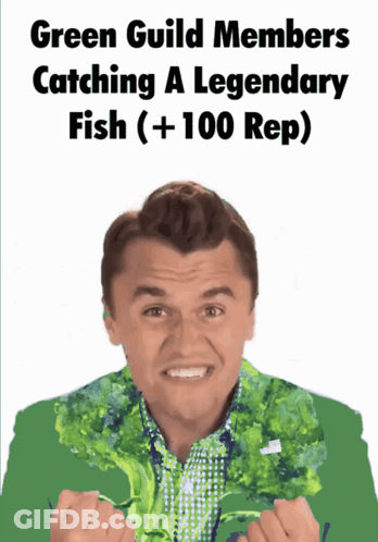 Green Guild Members Catching Legendary Fish GIF