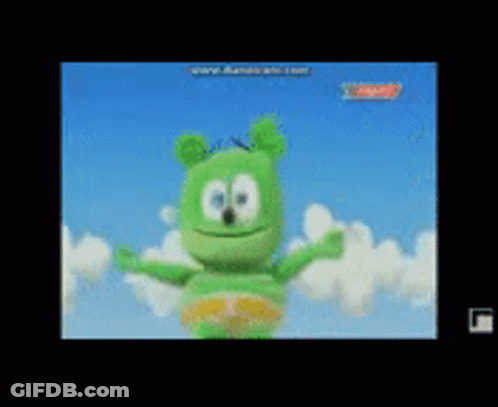 Green Gummy Bear In Clouds GIF