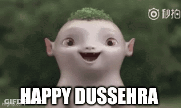 Green Hair Cartoon Smiling Says Happy Dussehra GIF