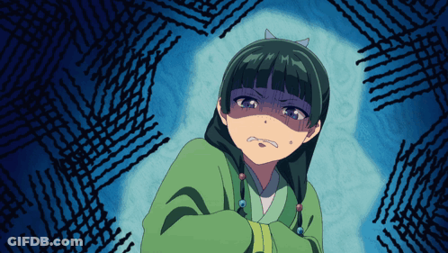 Green Hair Girl Making Face In Dark Room GIF