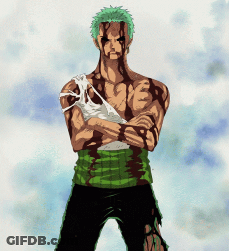 Green Hair Man Arms Crossed Bloody Face GIF