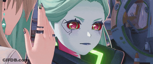 Green Hair Red Eyes Number 7 Cartoon GIF