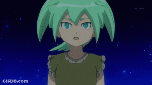Green Haired Anime Character With BS Japan Logo GIF