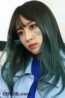 Green-Haired Girl Blue Jacket Blue Shirt GIF