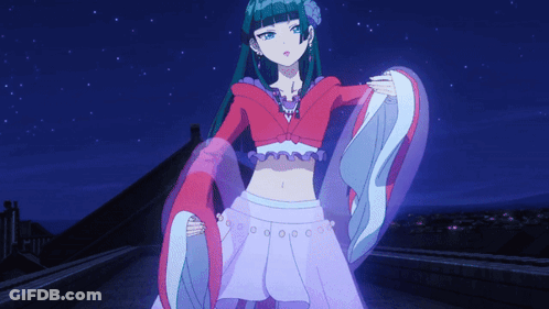 Green-Haired Girl Dancing In Purple Skirt GIF