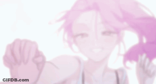Green Haired Girl Smiling And Holding Hand GIF