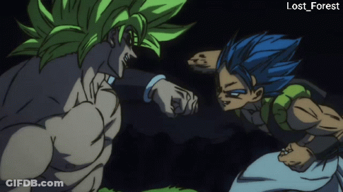 Green-Haired Man Fighting Blue-Haired Man Lost Forest GIF