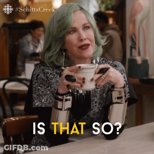 Green-Haired Woman Holding Coffee Says That So GIF