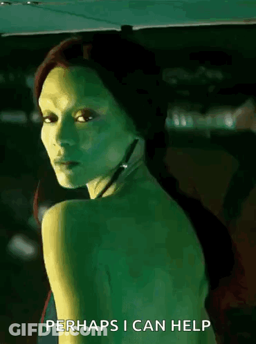 Green Haired Woman In Car Saying Perhaps I Can Help GIF