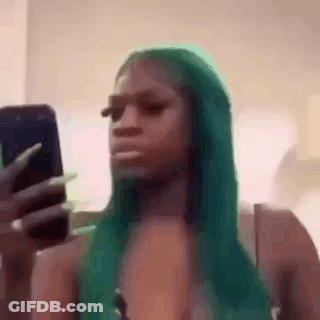 Green-Haired Woman Taking Selfie GIF