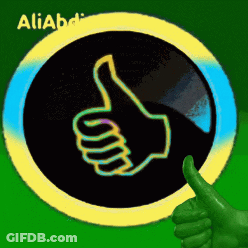 Green Hand Thumbs Up Saying Aliabad GIF