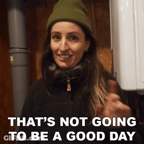Green Hat Woman In Black Jacket Says Not Good Day GIF