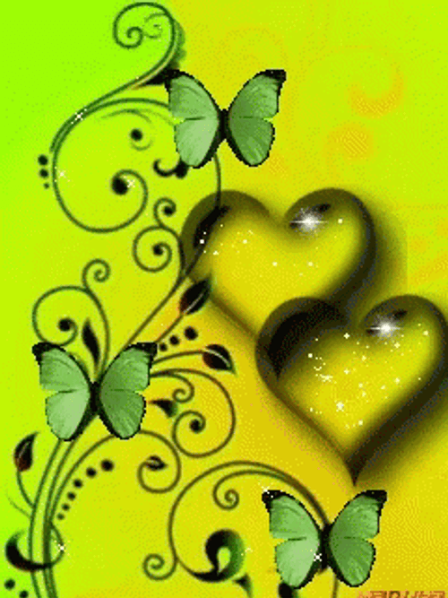 Green Heart Butterflies GIF