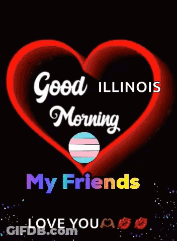 Green Heart Saying Good Morning My Friends Love You GIF