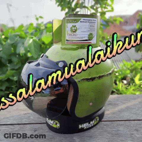 Green Helmet With LPG Cylinder GIF