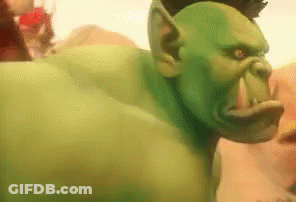 Green Hulk Statue With Beard And Wine GIF