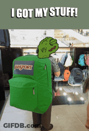 Green JanSport Backpack Carried By Person GIF