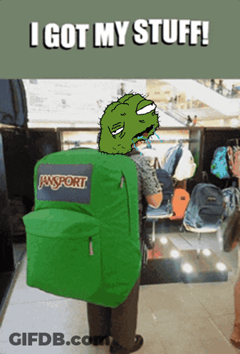 Green JanSport Backpack Carried By Person GIF