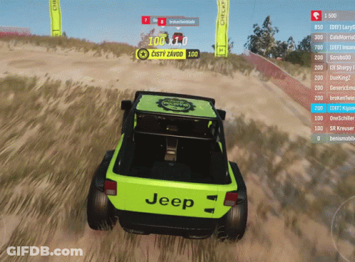 Green Jeep Driving Through Grass GIF